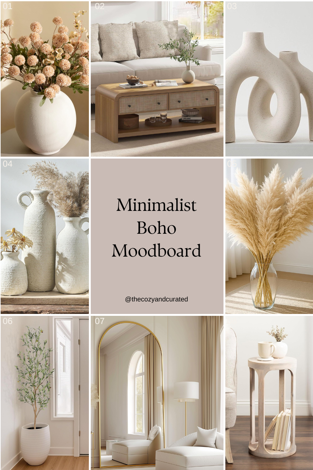 Minimalist Boho Moodboard – Suprisingly you can find all of these on Amazon.